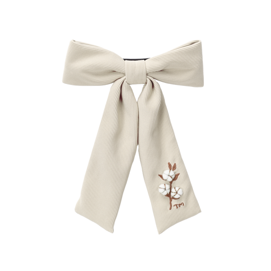 FW26 3D Cotton Flower Knit Big Bow Barette 1 Cream