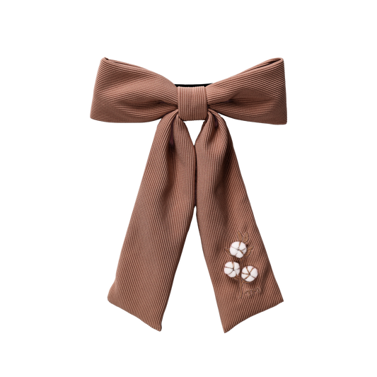 FW26 3D Cotton Flower Knit Big Bow Barette 14 Brown