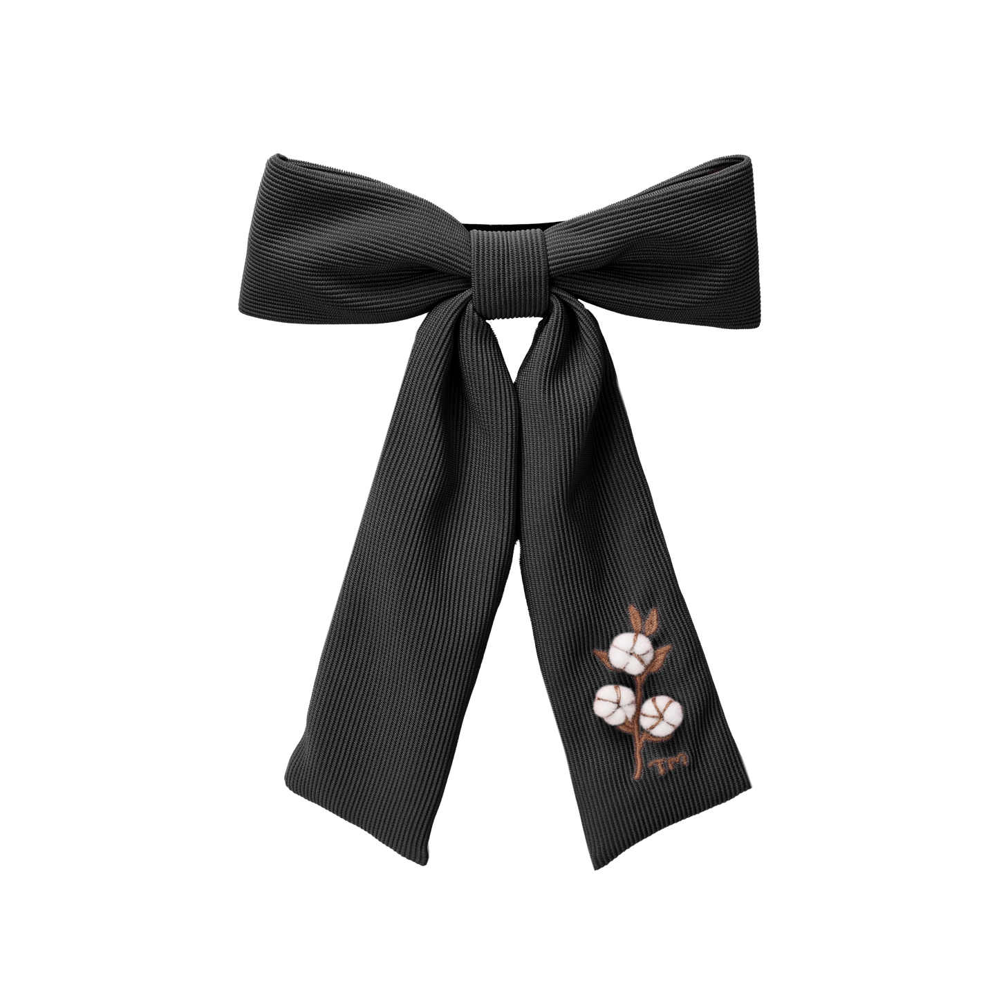 FW26 3D Cotton Flower Knit Big Bow Barette 17 Black