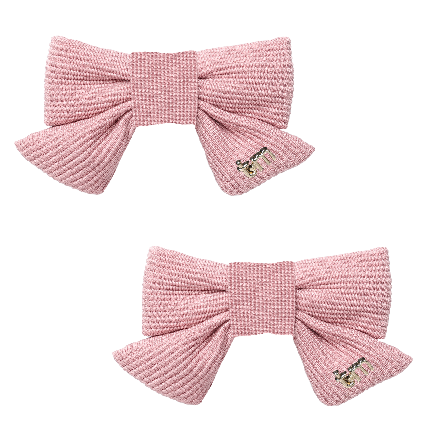 FW26 3D Cotton Flower Knit Mini Bow Clip Set Of 2 4 Pink