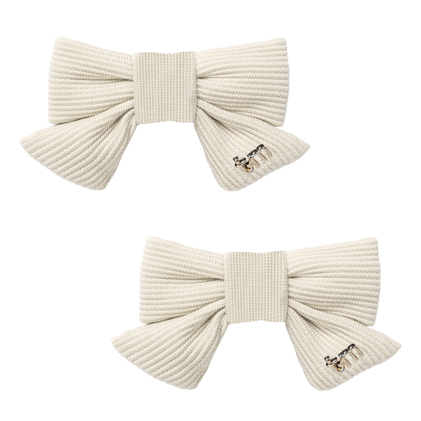 FW26 3D Cotton Flower Knit Mini Bow Clip Set Of 2 1 Cream