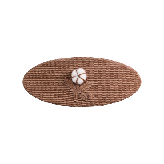 FW26 3D Cotton Flower Knit Barette Oval Clip 14 Brown