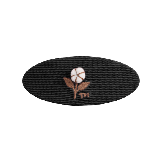 FW26 3D Cotton Flower Knit Barette Oval Clip 17 Black