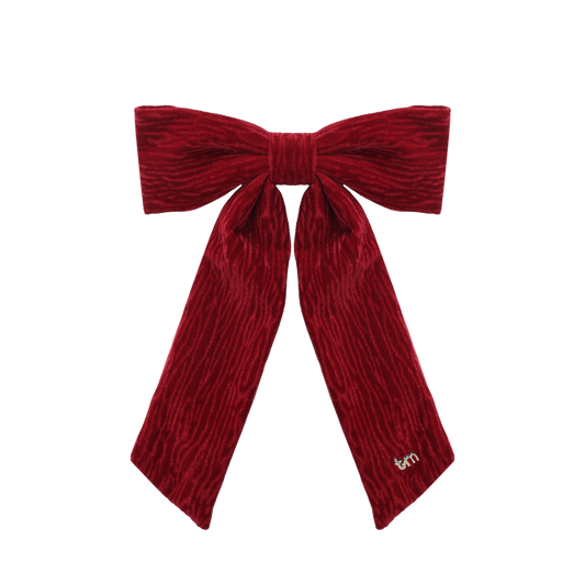 FW26 Velvet Textured Large Bow Clip - Barette Clip Maroon
