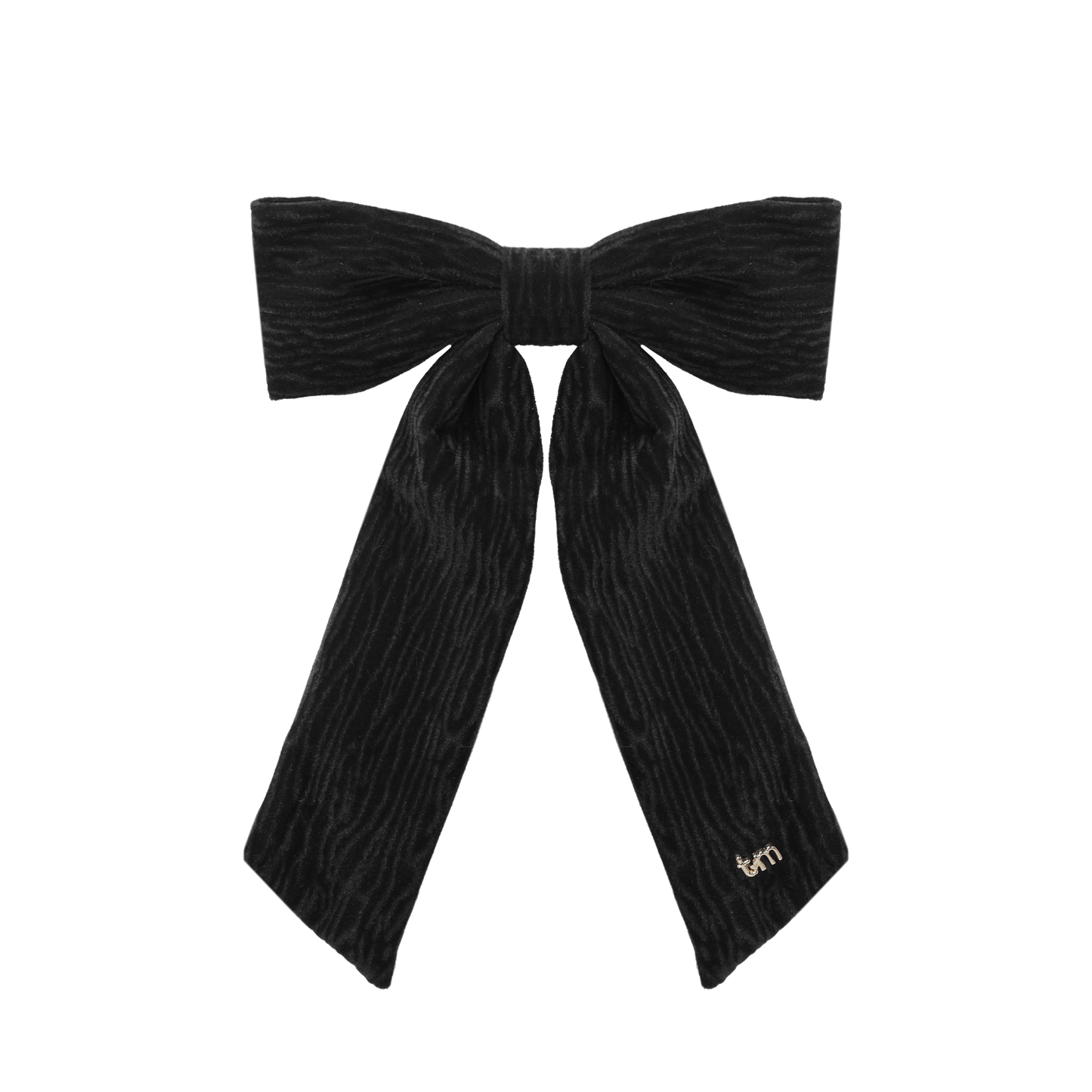 FW26 Velvet Textured Large Bow Clip - Barette Clip Black