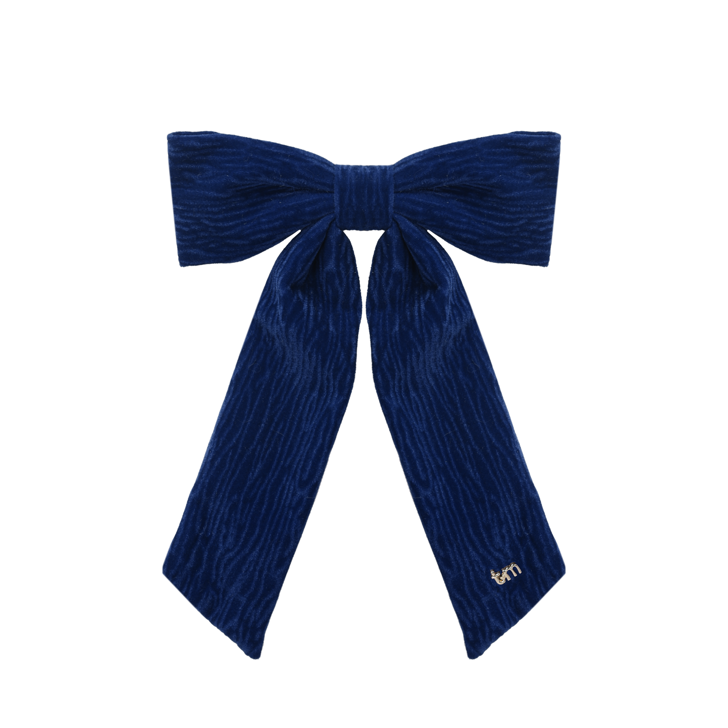 FW26 Velvet Textured Large Bow Clip - Barette Clip Navy
