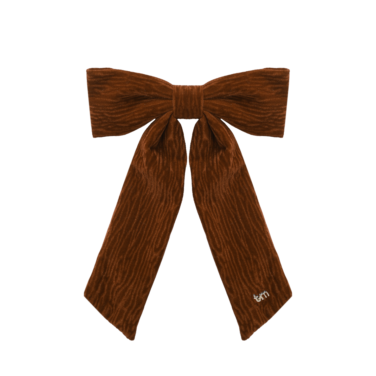 FW26 Velvet Textured Large Bow Clip - Barette Clip Brown