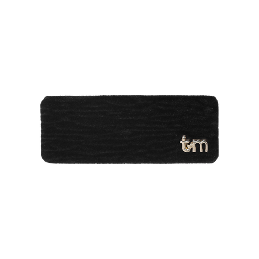 FW26 Velvet Textured Barette Rectangle Clip Black