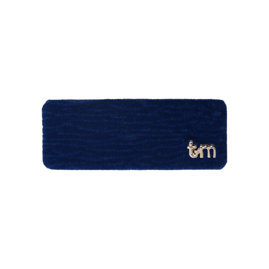 FW26 Velvet Textured Barette Rectangle Clip Navy