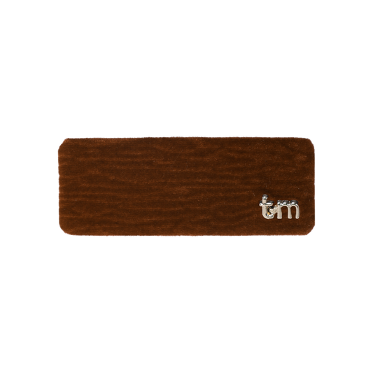 FW26 Velvet Textured Barette Rectangle Clip Brown