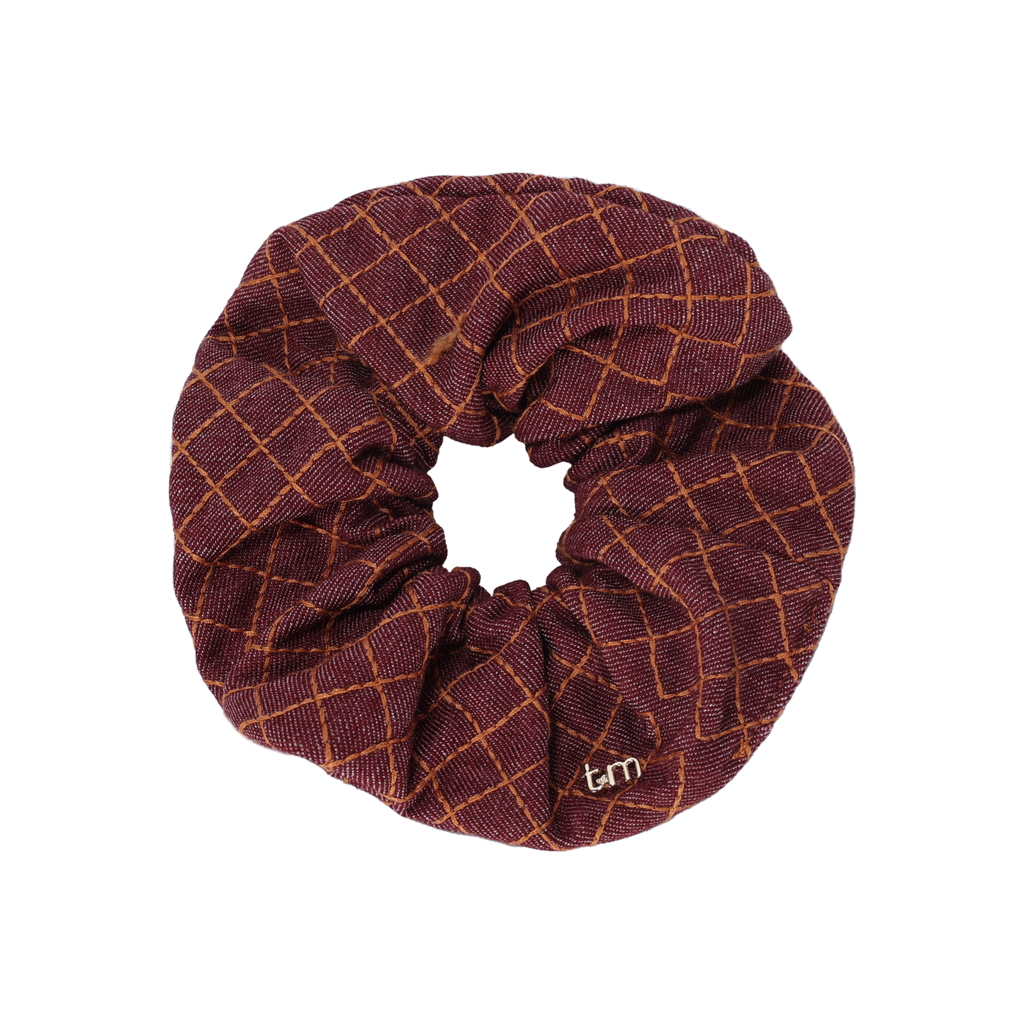 FW26 Denim Brown Thread Scrunchie Maroon
