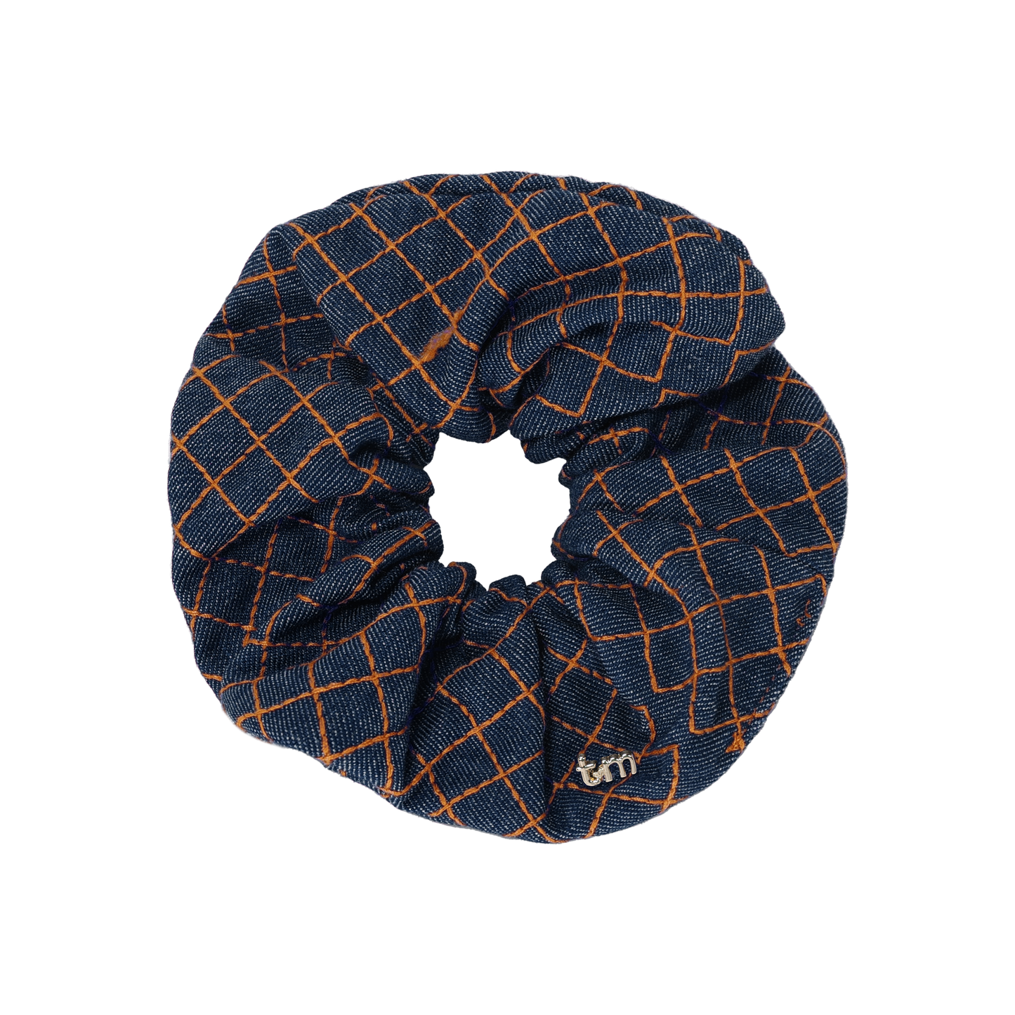 FW26 Denim Brown Thread Scrunchie Navy
