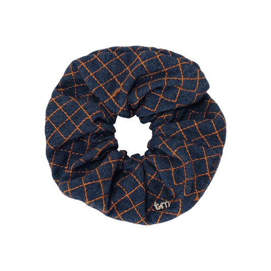 FW26 Denim Brown Thread Scrunchie Navy