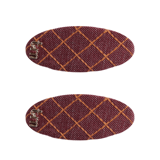 FW26 Denim Brown Thread Snap Clip Set Maroon