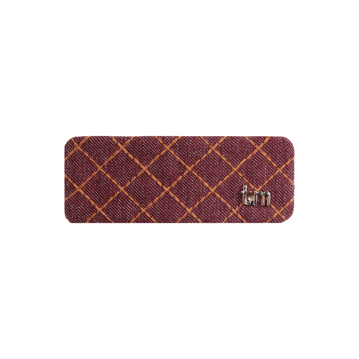 FW26 Denim Brown Thread Barrette Oval Clip Maroon
