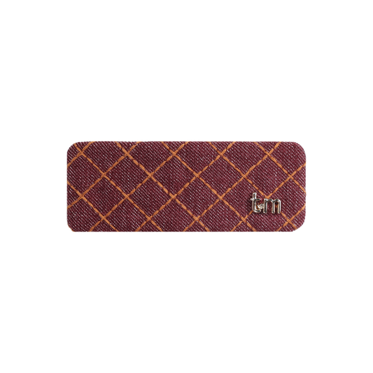 FW26 Denim Brown Thread Barrette Oval Clip Maroon