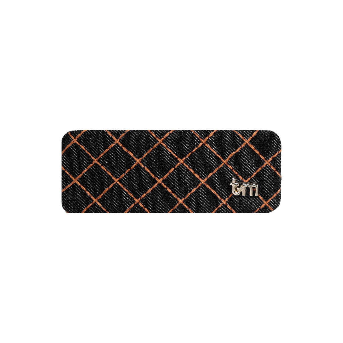 FW26 Denim Brown Thread Barrette Oval Clip Black