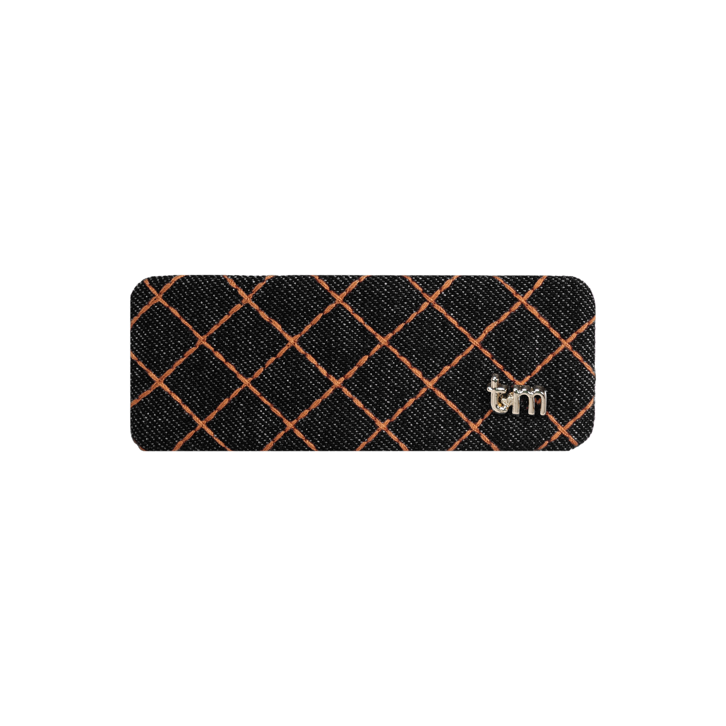 FW26 Denim Brown Thread Barrette Oval Clip Black