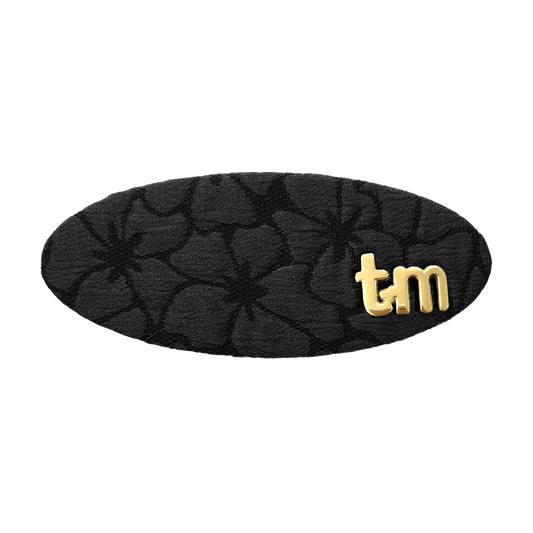 Floral Quilted Collection Barrette Clip (Black)
