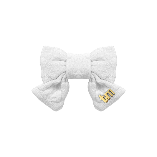 Floral Quilted Collection Mini Bow Clip Set Of 2 (White)