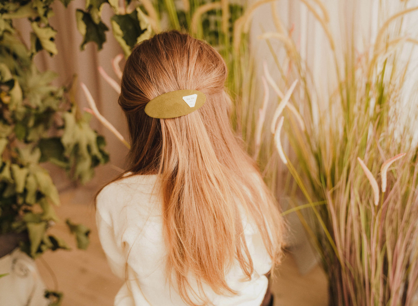 FW26 Suede Collection Barette Clip Green