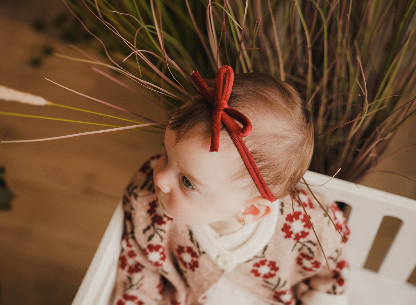 FW26 Velvet Cord Nylon Headband With Bow Maroon