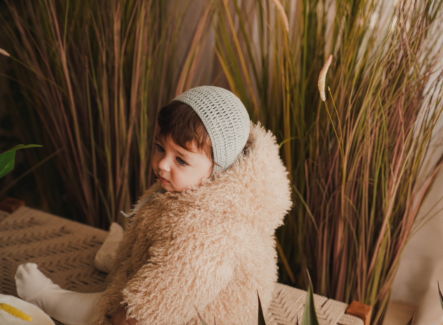 FW26 Winter Hand Crochet Bonnet Bonnet 9-18 Months Blue