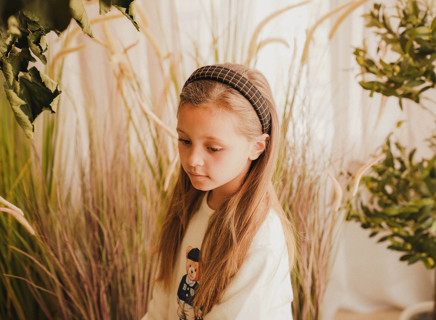 FW26 Denim Brown Thread Hard Headband Black