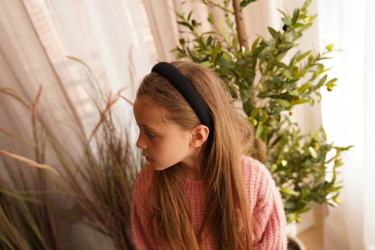 FW26 Rabbit Fur Knitted Hard Headband Black