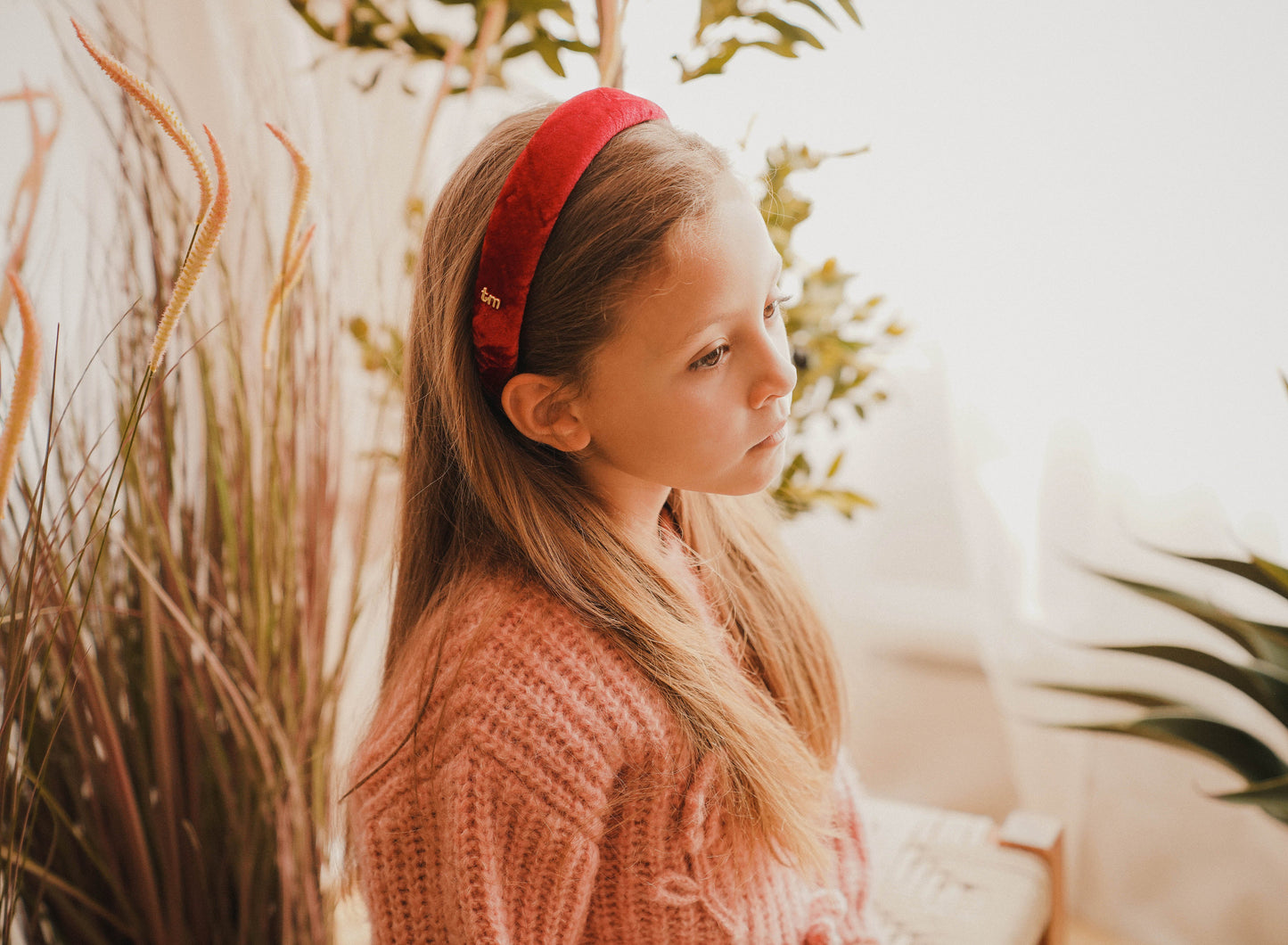 FW26 Crushed Velvet Hard Headband Maroon