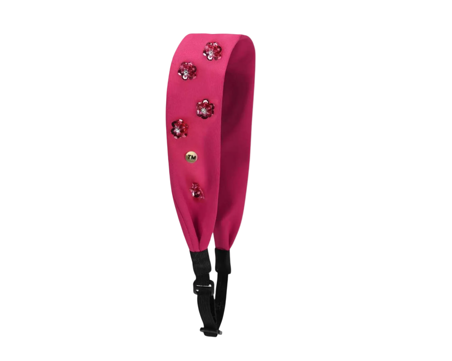 SS26 Intricate Hand Beaded Adjustable Headscarf (Hot Pink)