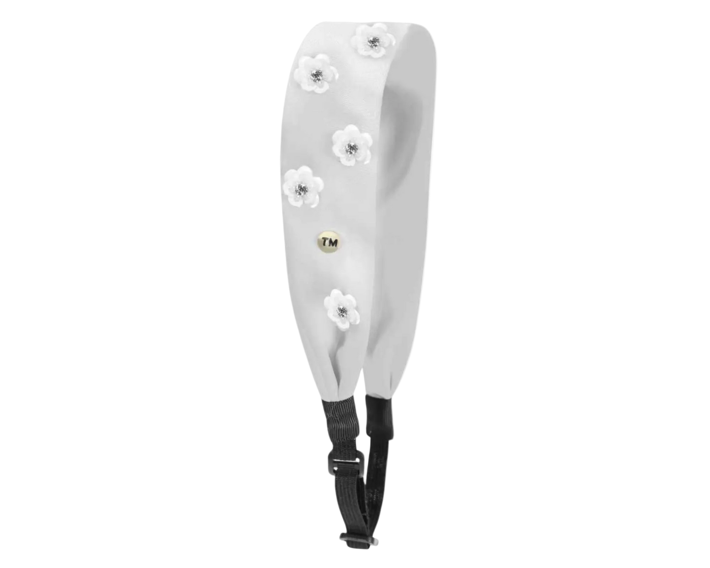 SS26 Intricate Hand Beaded Adjustable Headscarf (White)