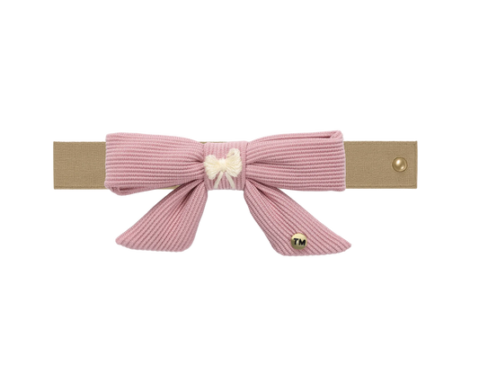 Bow Embroidery Knit Collection Nylon Baby Headband (Pink)