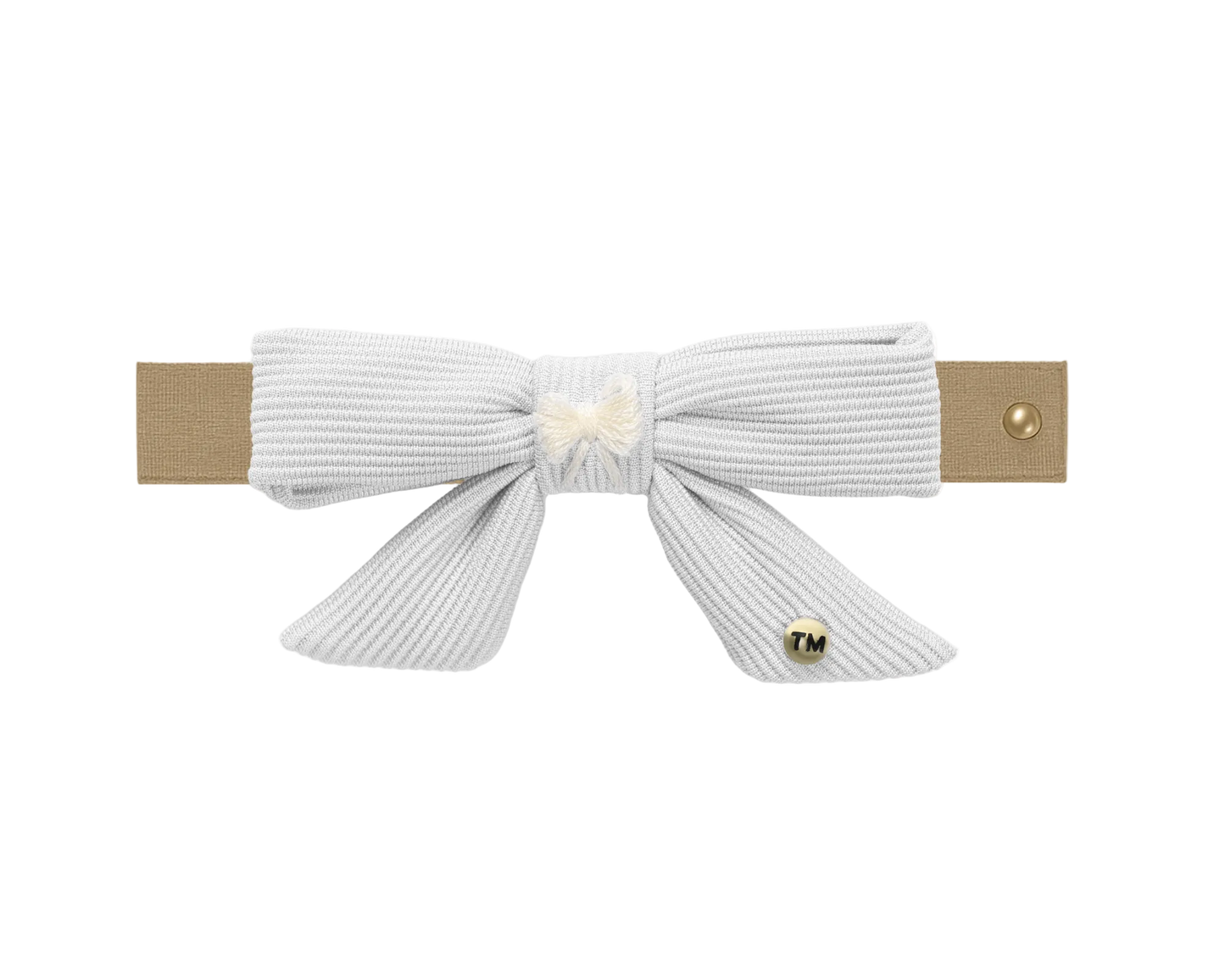 Bow Embroidery Knit Collection Nylon Baby Headband (White)