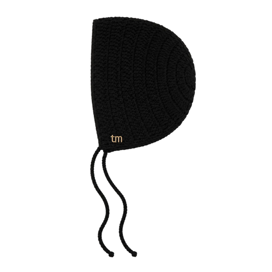 FW26 Winter Hand Crochet Bonnet Bonnet 0-3 Months Black