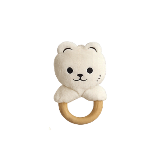 Rattle Teether (Bear, Cream)
