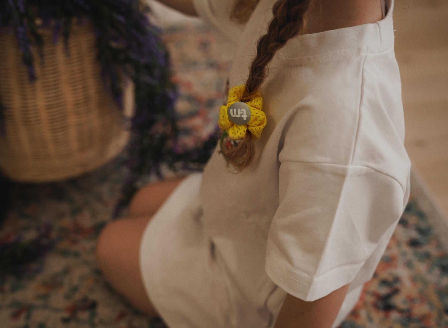 SS24 YELLOW MINI SCRUNCHIES-SET OF 2 SPORTS MESH (GLOW IN THE DARK LOGO)
