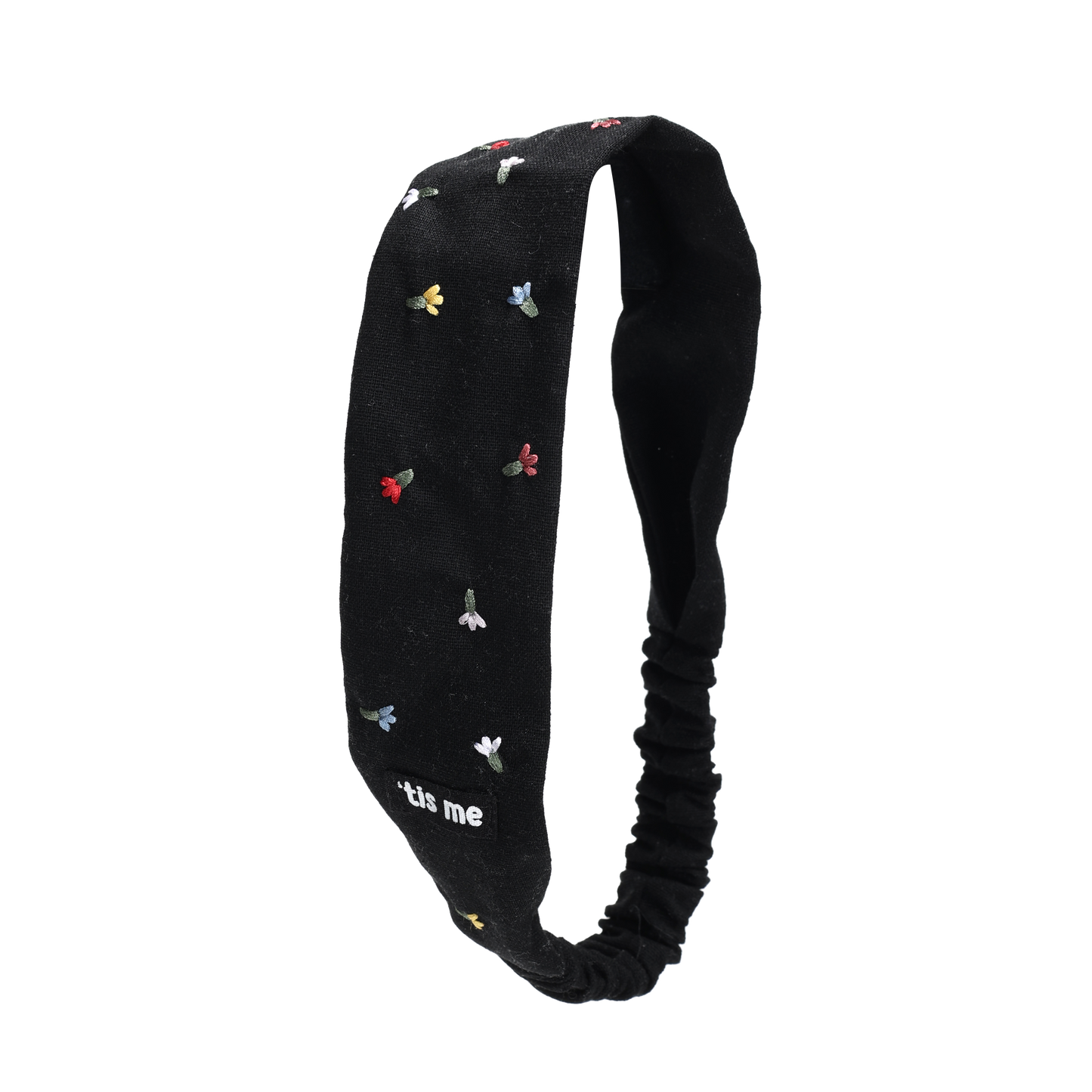 SS24 BLACK ADJUSTABLE HEADSCARF LINEN COLORED EMB