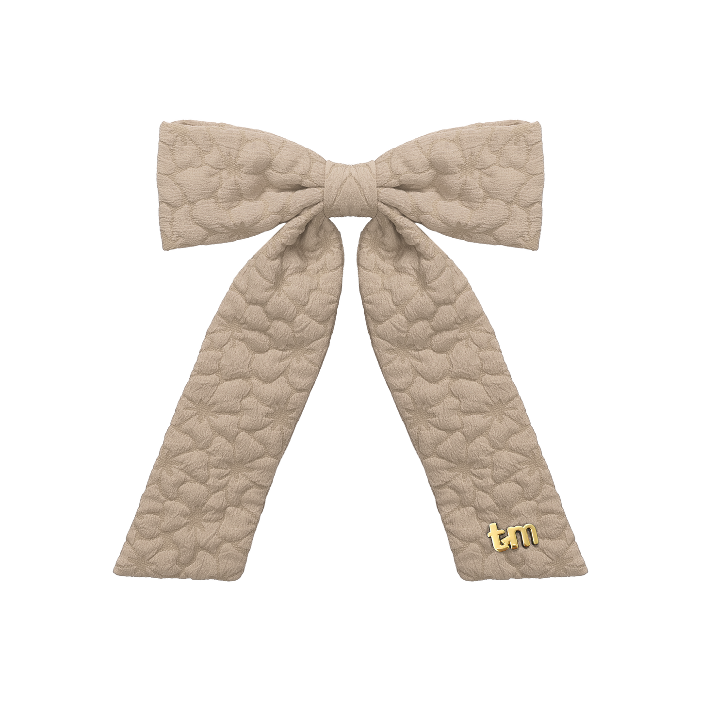 Floral Quilted Collection Large Bow Clip (Beige)