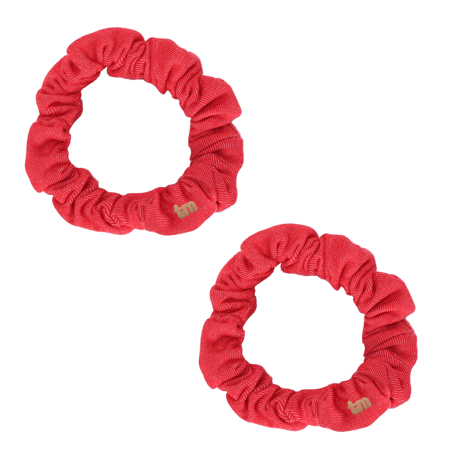 Denim Luggage Logo Collection Mini Scrunchie Set Of 2 (Red)