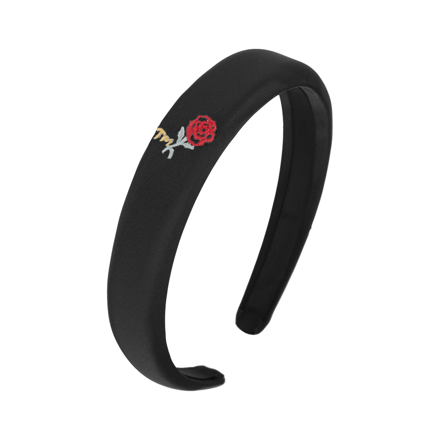 Rose Embroidery Hard Headband (Black)