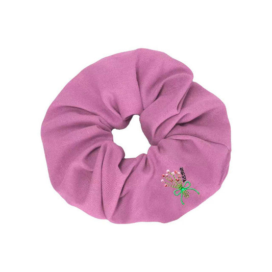 Bouquet Embroidery Knit Collection Scrunchie (Pink)