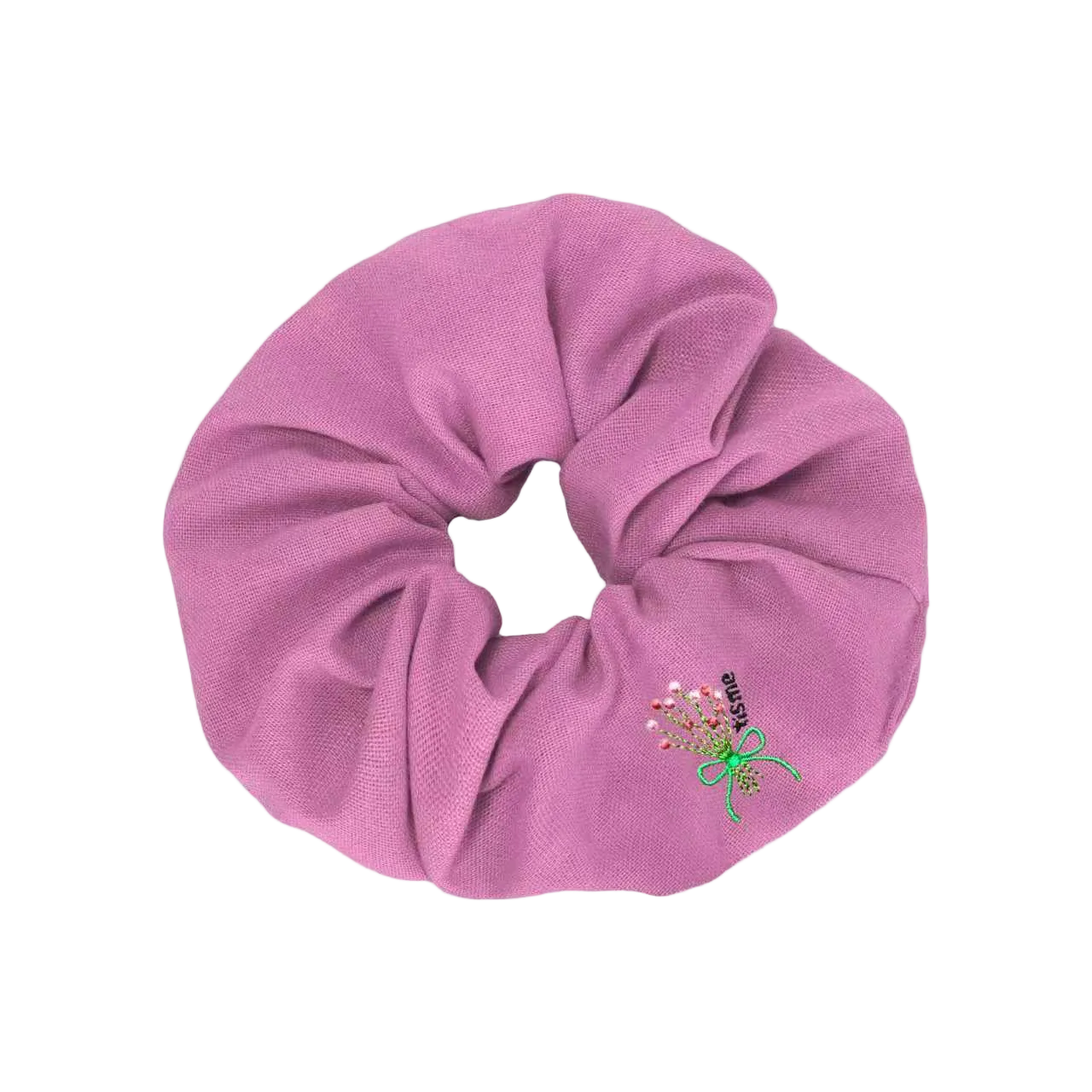 Bouquet Embroidery Knit Collection Scrunchie (Pink)