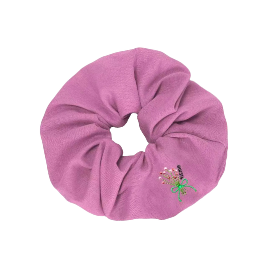 Bouquet Embroidery Knit Collection Scrunchie (Pink)