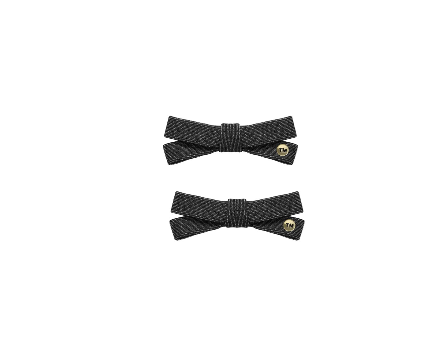Denim Luggage Logo Collection Mini Bow Clip Set Of 2 (Black)