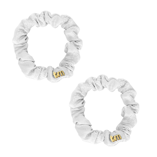Lace Collection Mini Scrunchie Set Of 2 (White)