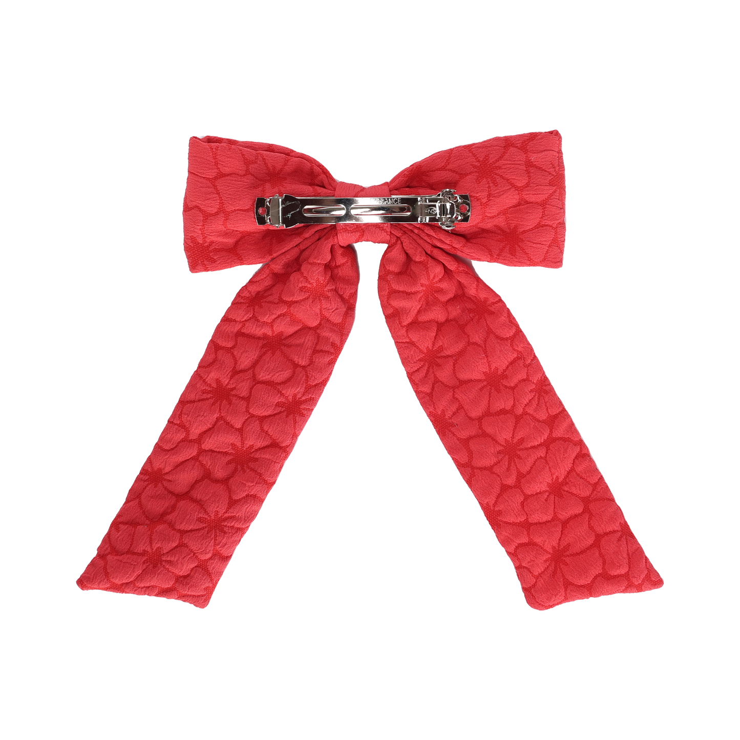Floral Quilted Collection Large Bow Clip (Red)
