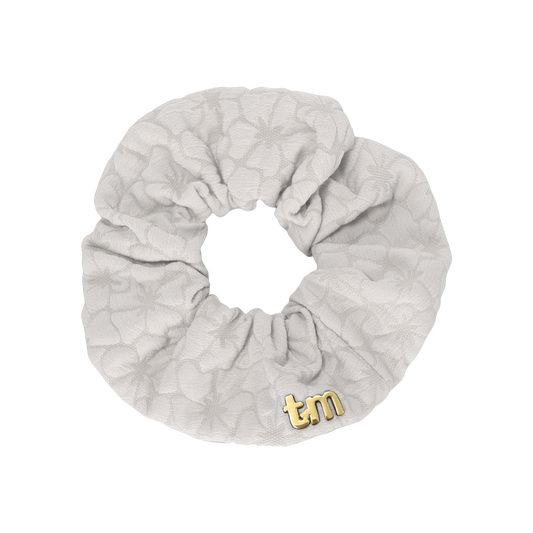 Floral Quilted Collection Scrunchie (Cream)