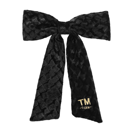 Luxe Velvet Large Bow Clip (Black)