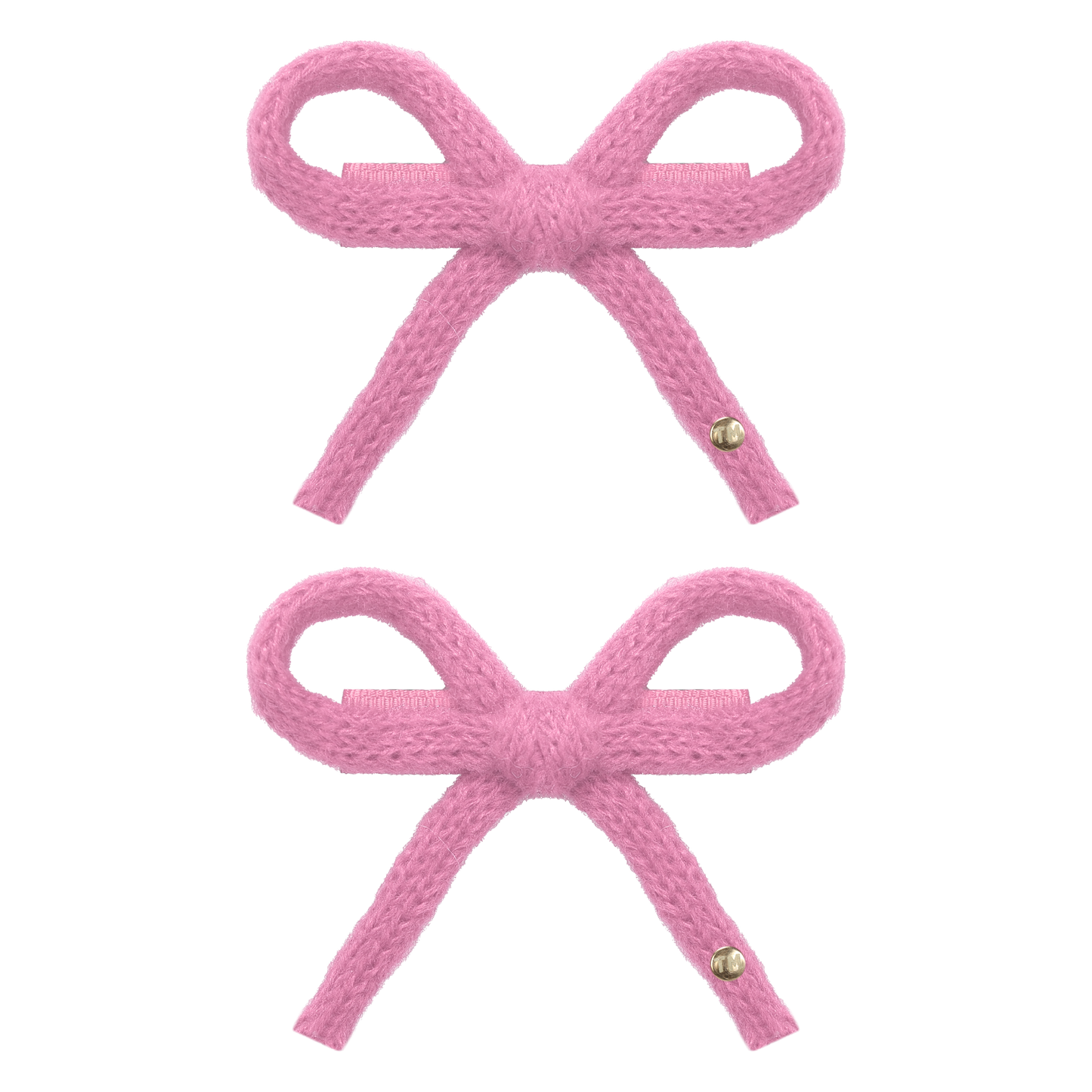 SS26 Knit Ribbon Mini Bow Clip Set Of 2 (Hot Pink)